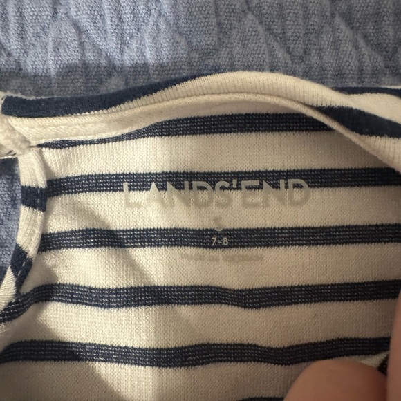 Lands End Navy and White Stripe Dress with Bell Sleeves Youth Small 7/8 - Picture 2 of 2